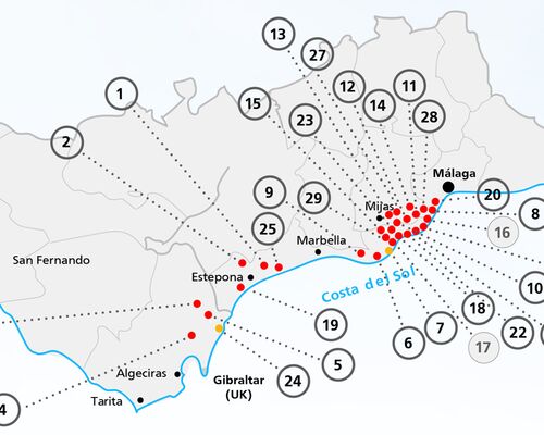 Nabídka nemovitostí na mapě Španělska | Španělské nemovitosti